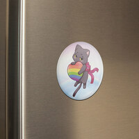 Kawaii LGBTQ Love is Love Pride - Maneki Grumpy Pride Neko - Magnet - Hideko Merchandise (1)