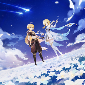 Traveler - Aether & Lumine ( Twin Stars on Floral Sea) - Genshin Impact - Mousepad /Spielmatte - miHoYo - Profil