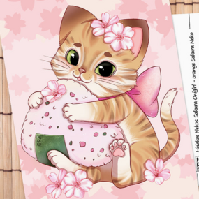 Orange getigerte Sakura Neko- Sakura Onigiri - Postkarte A6 - Hideko Merchandise - Profil