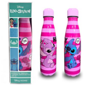 Stitch & Angel - Lilo & Stitch - Trinkflasche (Pink Stripes - 500 ml) - Coriex - Profil