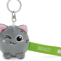 Katze "Danke!" - Schlüsselanhänger (grün - 5 cm) - Nici